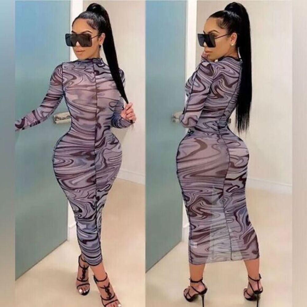 PURPLE MESH MAXI DRESS